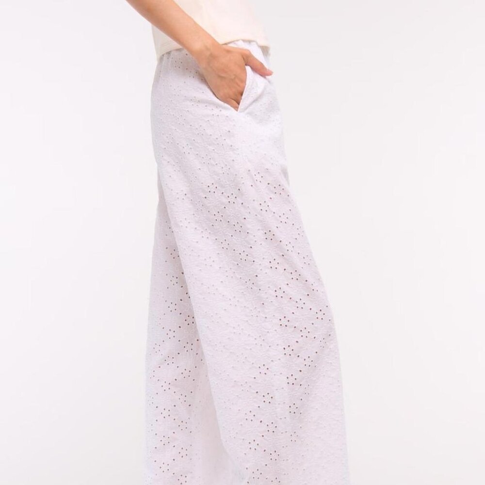 Abercrombie Set of White Eyelet Pull on Pants & Oversized Button Down Shirt